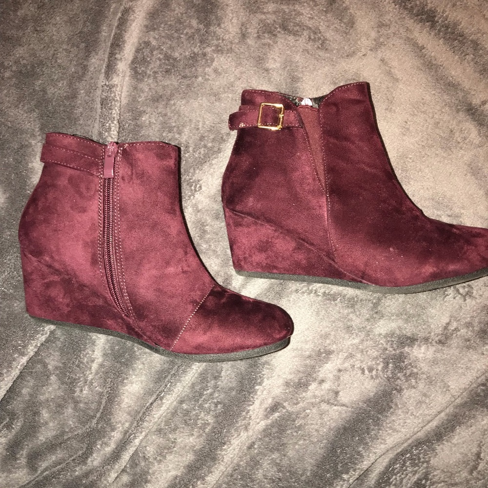 Maroon Suede Booties